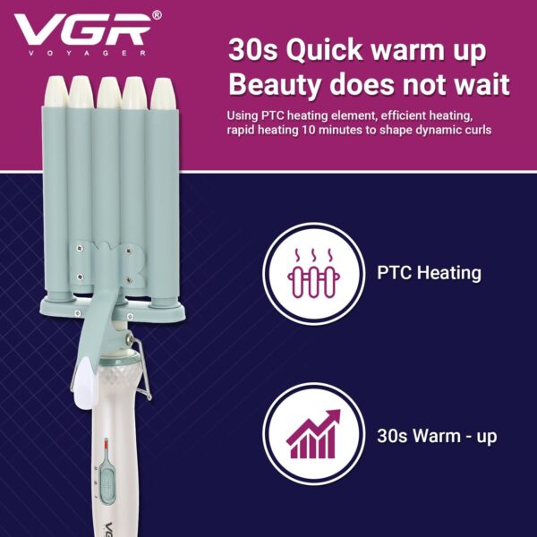 VGR V-597 / Hair Styling 5 Barrel Professional Hair Curler - Image 3