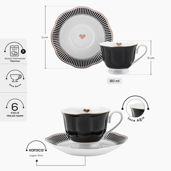 KARACA P?RAYE 80 CC COFFEE CUP SET OF 6