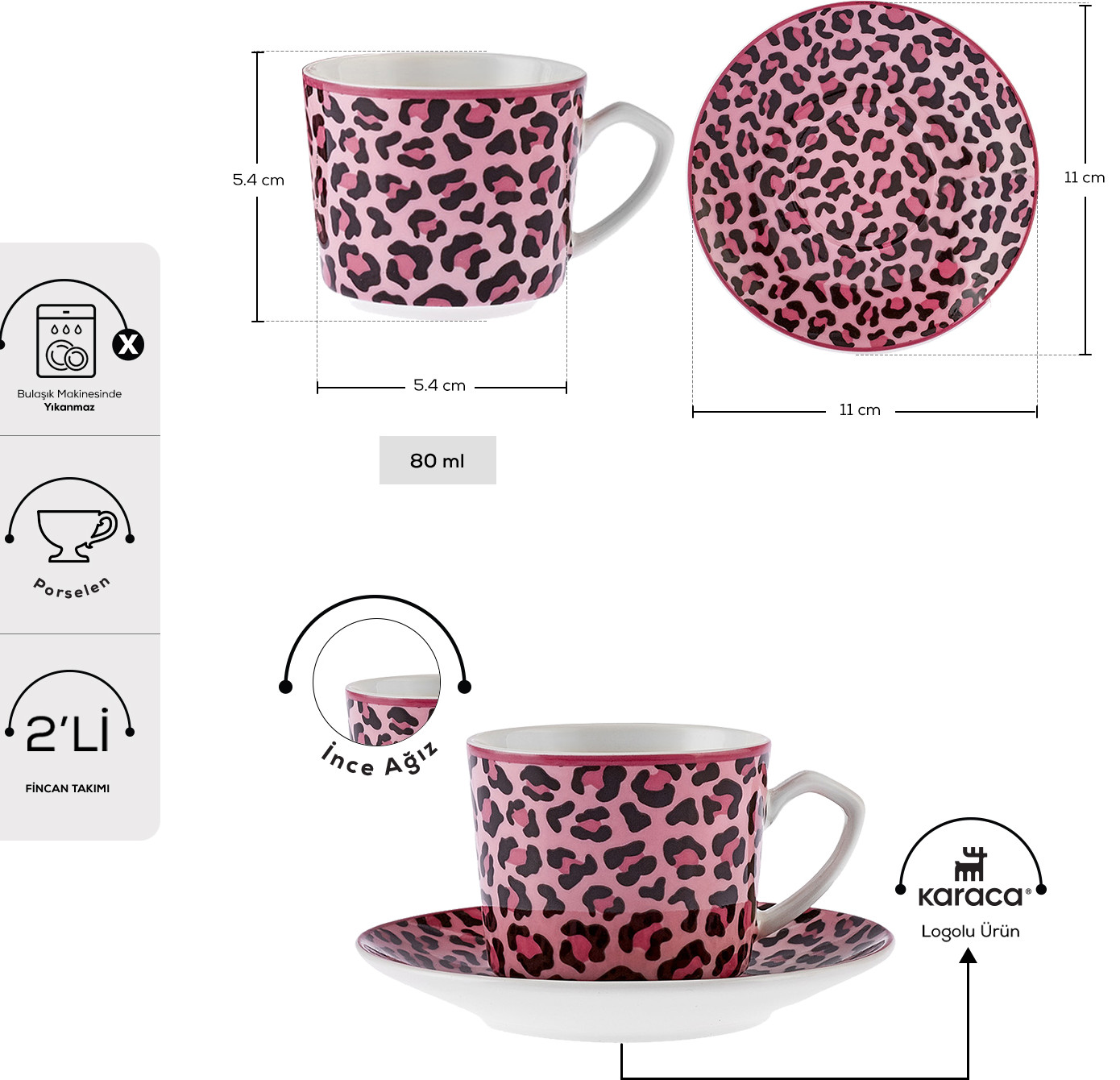 KARACA BRITNEY 80 ML COFFEE CUP SET OF 2 - Image 3