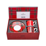KARACA CHECKERED 2-PERSON COFFEE CUP, RED - Image 2