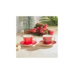KARACA CHECKERED 2-PERSON COFFEE CUP, RED - Image 3
