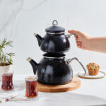 KARACA CRYSTAL ENAMEL TEAPOT SET BLACK  TEA POT BEV - Image 2