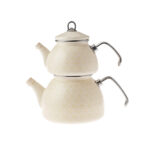 KARACA CYRSTAL ENAMEL TEAPOT SET CREAM - Image 3