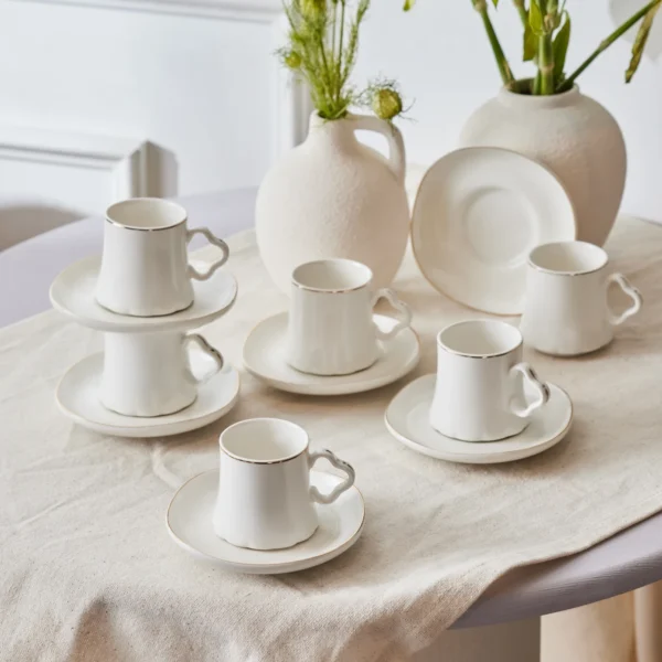 KARACA VOLGA 6-PERSON 80 ML COFFEE, WHITE