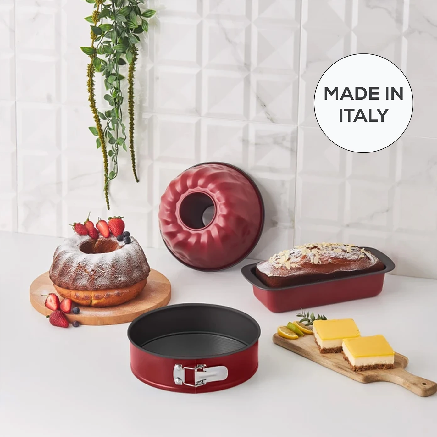 8683650147855-555 (1) KARACA MULTICHEF MITO 3 PIECE CAKE PAN, RED - Image 1