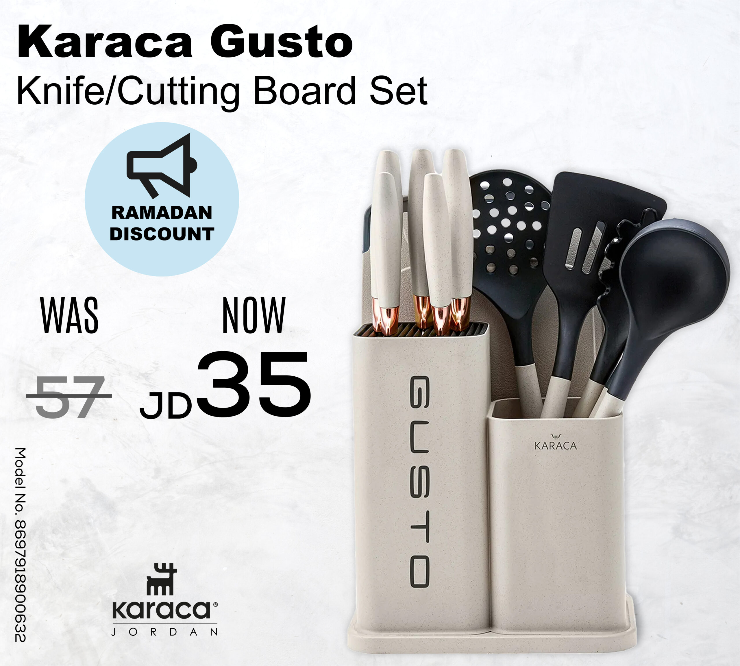 KARACA GUSTO CREAM 12 PCS BIÇAK SERVİS KESME TAHSTONEI SET - Image 8
