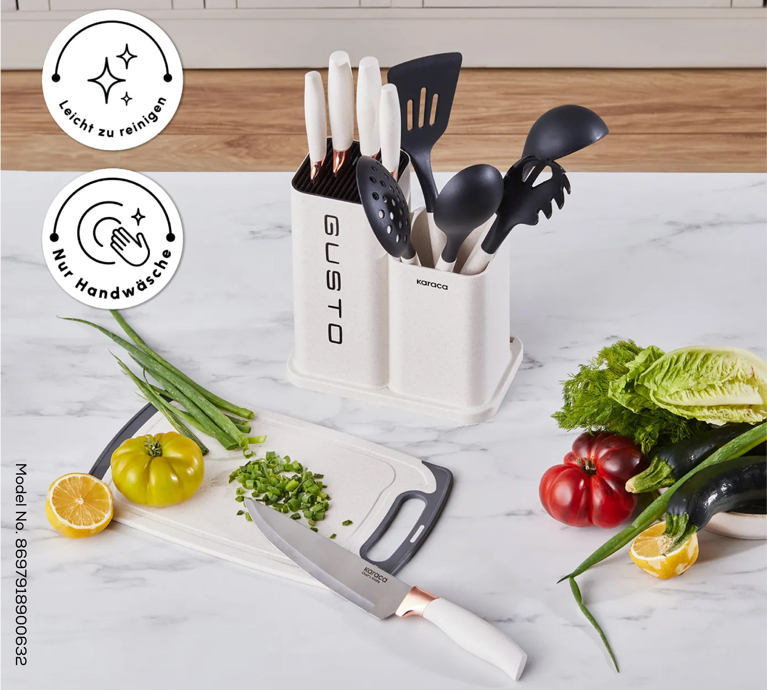 KARACA GUSTO CREAM 12 PCS BIÇAK SERVİS KESME TAHSTONEI SET - Image 10