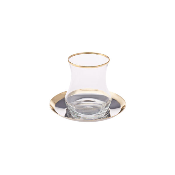 KARACA PERA GOLD 18 PCS TURKISH TEA GLASS SET FOR 6