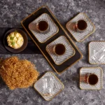 KARACA BLACK NOIR TURKISH TEA GLASS & SAUCER SET OF 6