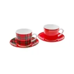 KARACA CHECKERED 2-PERSON COFFEE CUP, RED - Image 8