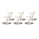 KARACA PERA GOLD 18 PCS TURKISH TEA GLASS SET FOR 6 - Image 9