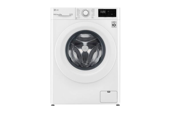 LG Front Load Washer 8KG , AI Direct Drive Motor ,1200 RPM , Steam , White Color